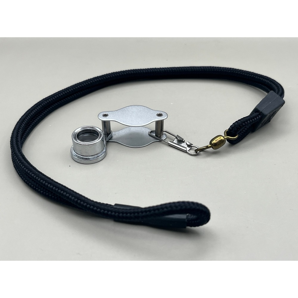 Vantage 10X Jewelers Loupe Folding Magnifier Chrome Japan w/ Lanyard Cord Vtg